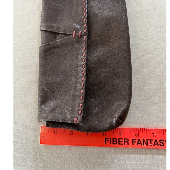 49 SQ MILES Brown Leather Fold Over Clutch with Back Strap - Picture 7 of 7